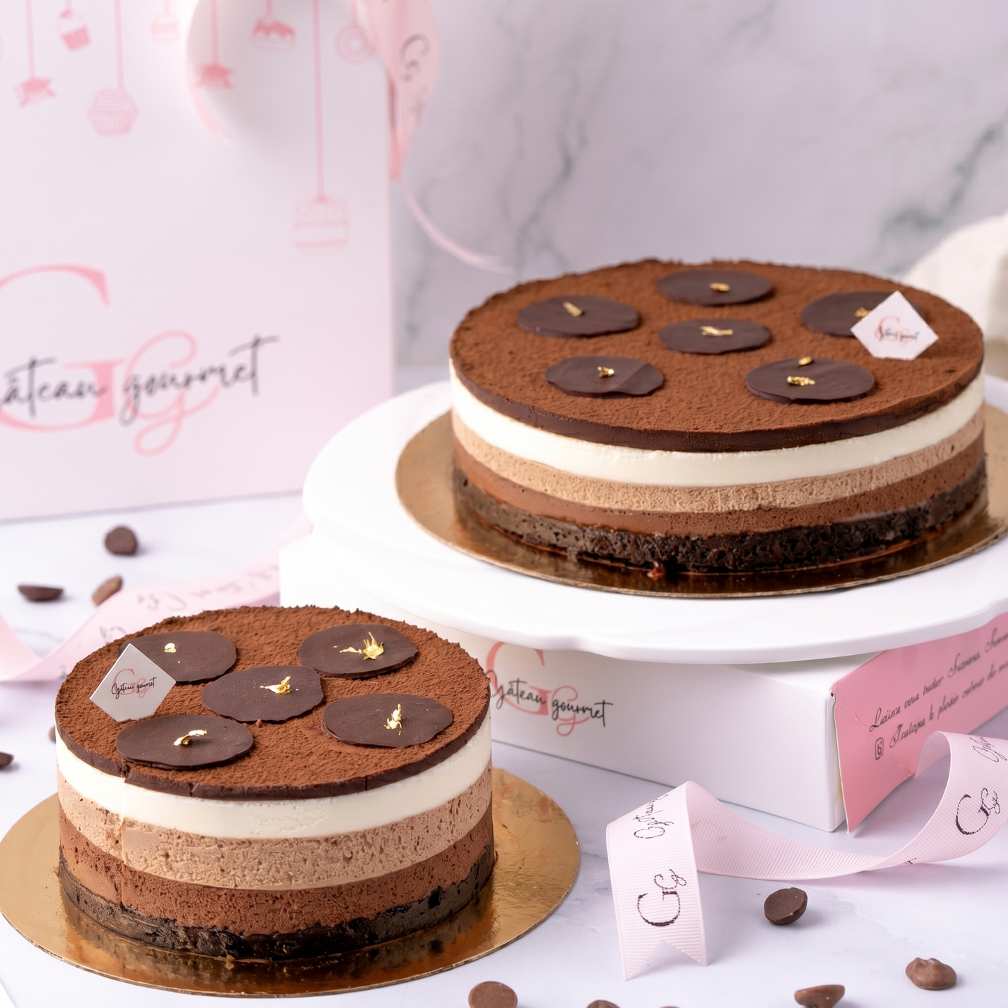Gâteau brownie aux trois mousses
